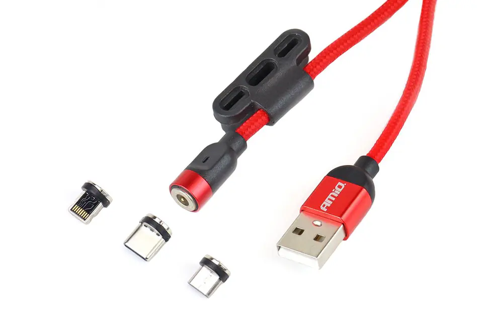 ⁨Kabel usb magnetyczny 3w1 na lightning usb-c micro usb 1 m uc-8 amio-02522⁩ w sklepie Wasserman.eu