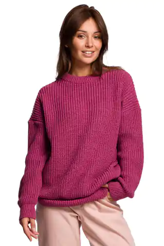 ⁨BK052 Długi sweter w prążek - wrzosowy (kolor HEATHER, rozmiar L/XL)⁩ w sklepie Wasserman.eu