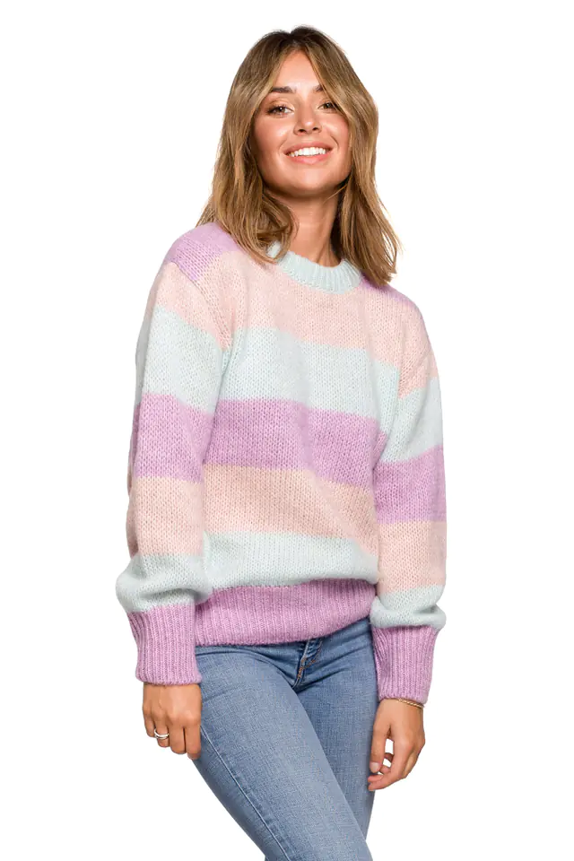 ⁨BK071 Sweater with stripes multicolor - model 1 (Multicolor, size L/XL)⁩ at Wasserman.eu