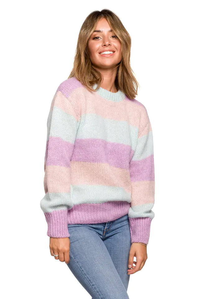 ⁨BK071 Sweater with stripes multicolour - model 1 (Multicolour, size S/M)⁩ at Wasserman.eu