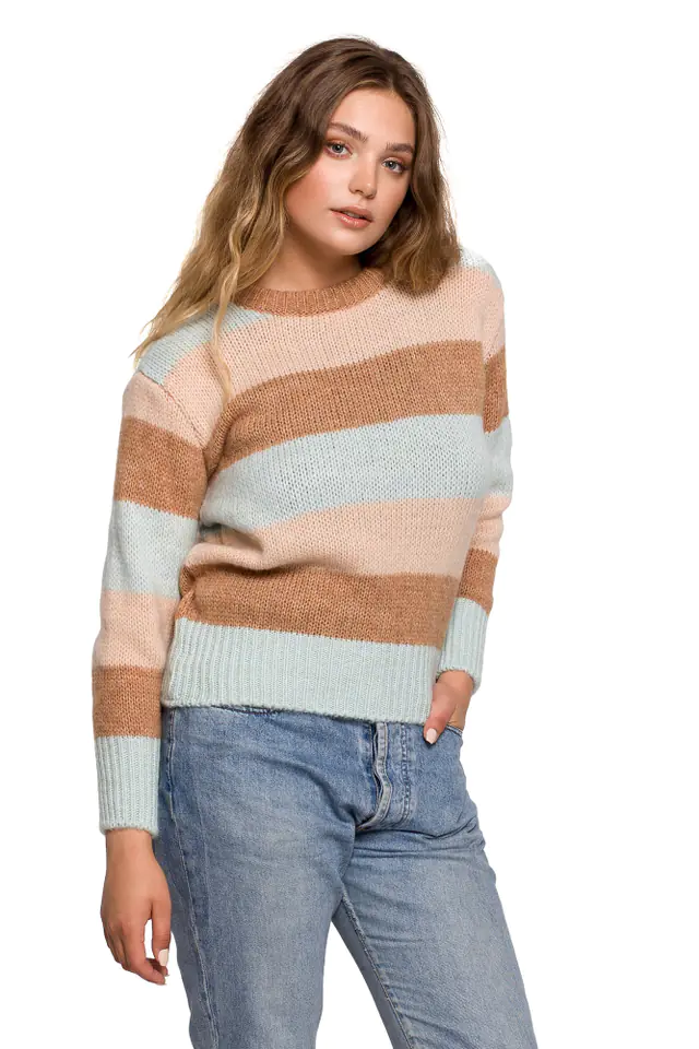 ⁨BK071 Sweter w pasy wielokolorowe - model 2 (kolor model2, rozmiar L/XL)⁩ w sklepie Wasserman.eu