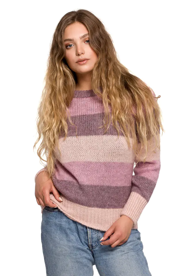 ⁨BK071 Sweater with stripes multicolor - model 3 (Multicolor, size S/M)⁩ at Wasserman.eu