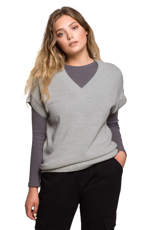 ⁨BK076 Bezrękawnik z dekoltem w serek - szary (kolor Grey, rozmiar L/XL)⁩ w sklepie Wasserman.eu