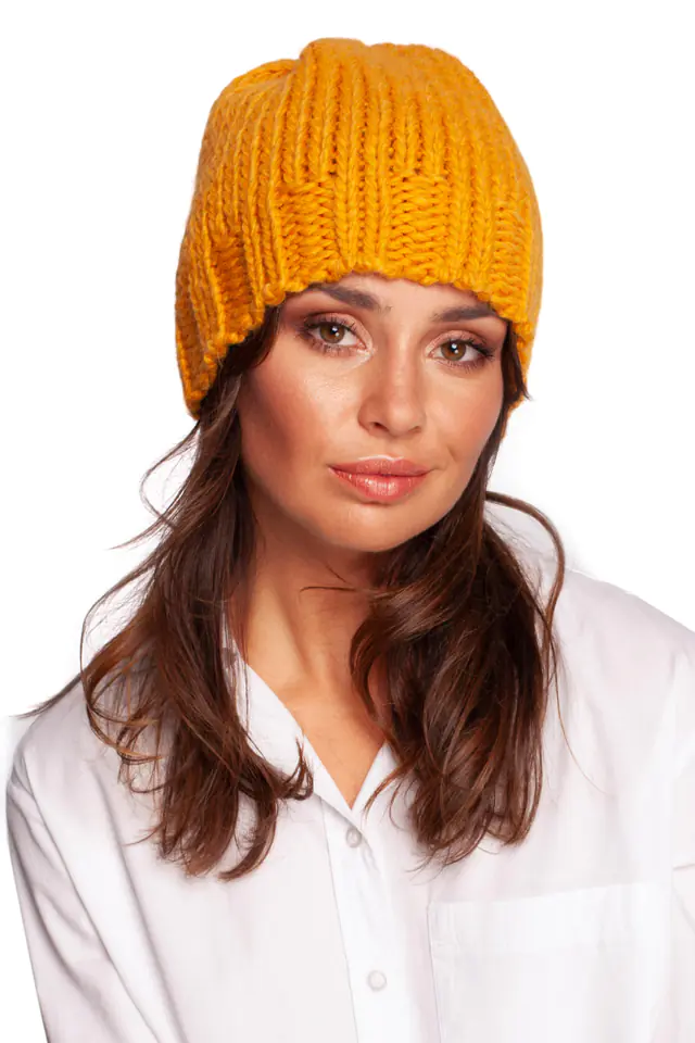 ⁨BK100 Cap with ribbed hem - honey (Yellow, one size all)⁩ at Wasserman.eu