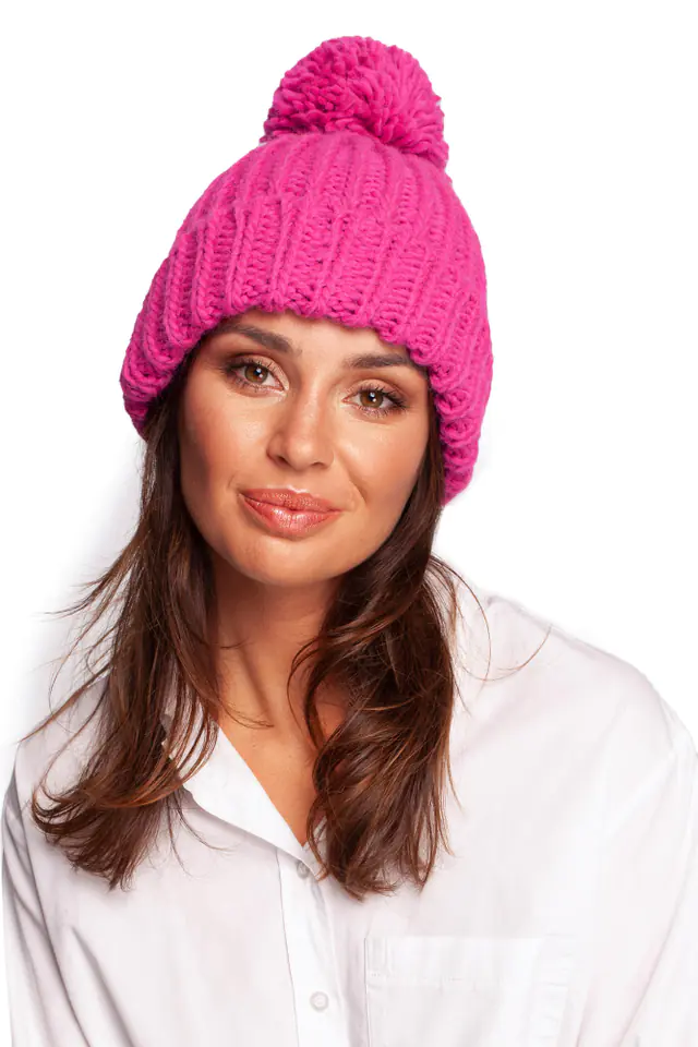 ⁨BK101 Cap with pompom - pink (Pink, universal size)⁩ at Wasserman.eu