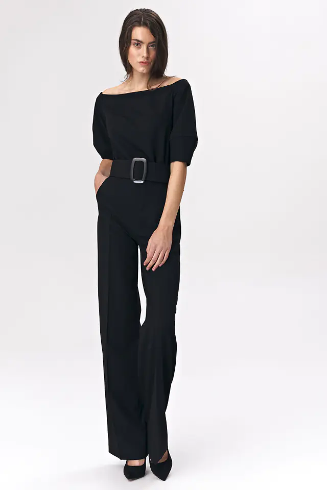 ⁨Black jumpsuit with belt - KM14 (Color: black, Size S (36))⁩ at Wasserman.eu
