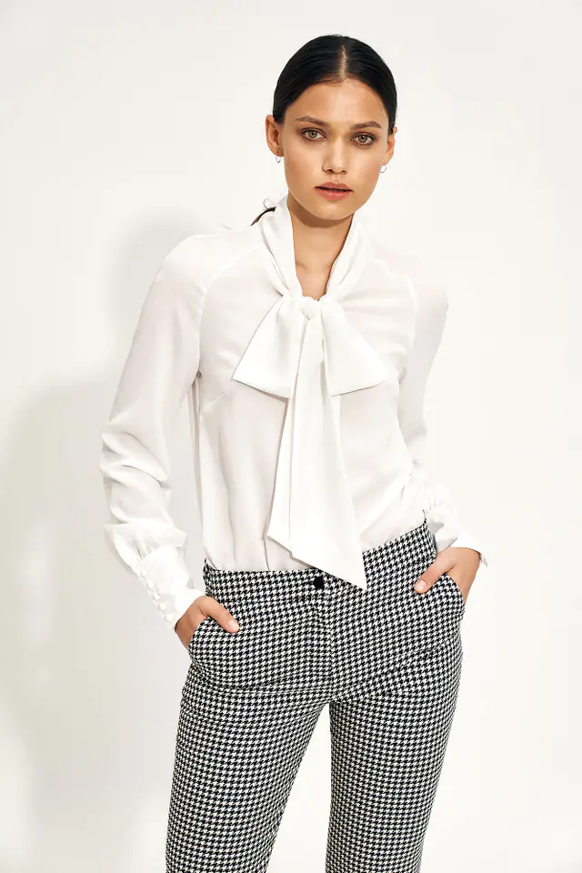 ⁨Delicate blouse with sash in ecru color - B141 (Colour ecru, Size XXL (44))⁩ at Wasserman.eu
