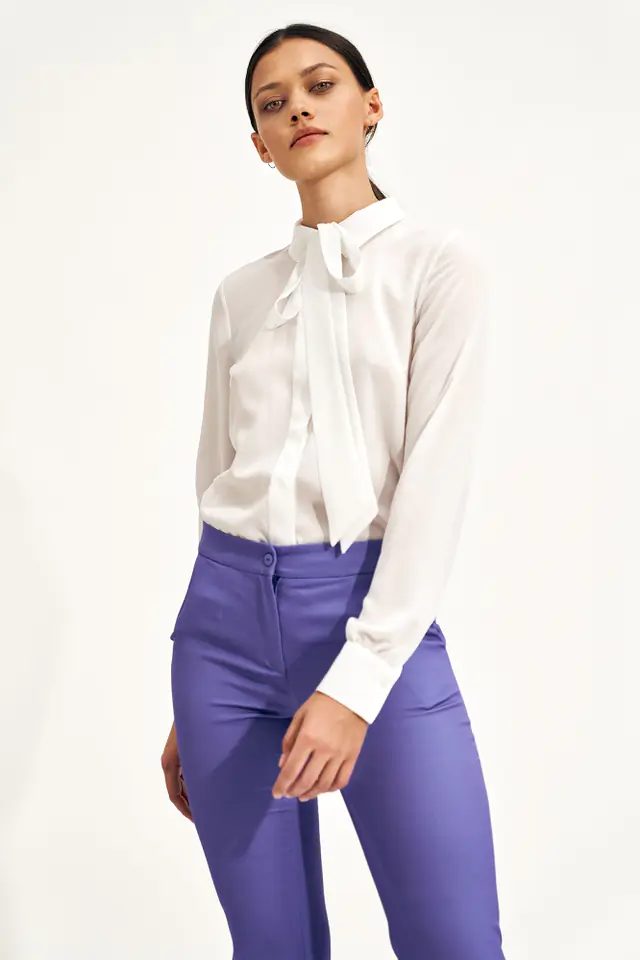 ⁨Ecru blouse with bow - B142 (Colour ecru, size L (40))⁩ at Wasserman.eu