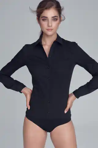 ⁨Elegancka czarna koszula body - K54 (kolor czarny, rozmiar 38)⁩ w sklepie Wasserman.eu