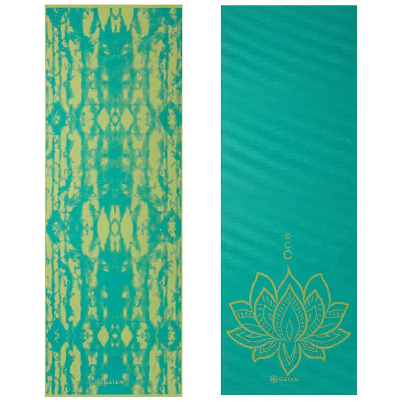 ⁨Mata do Jogi dwustronna GAIAM Turquoise Lotus 6 MM 62344 (kolor Niebieski. Zielony)⁩ w sklepie Wasserman.eu