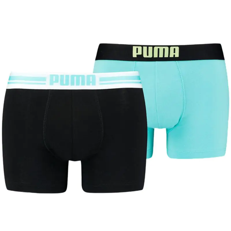 ⁨Bokserki Puma Placed Logo Boxer 2P M 906519 (kolor Czarny. Niebieski, rozmiar S)⁩ w sklepie Wasserman.eu