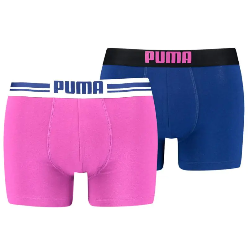 ⁨Bokserki Puma Placed Logo Boxer 2P M 906519 (kolor Niebieski. Różowy, rozmiar S)⁩ w sklepie Wasserman.eu