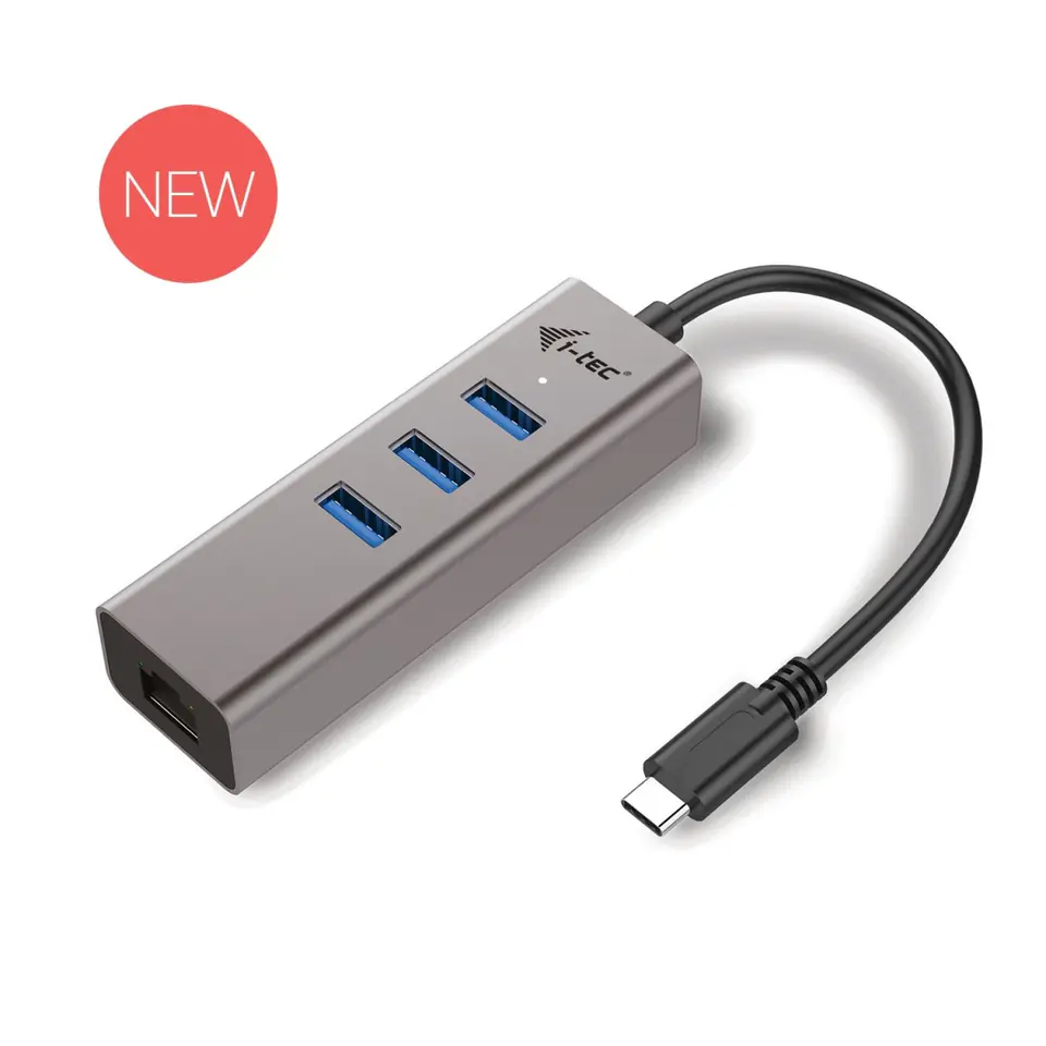 ⁨USB-C Metal 3-portowy HUB z adapterem Gigabit Ethernet⁩ w sklepie Wasserman.eu