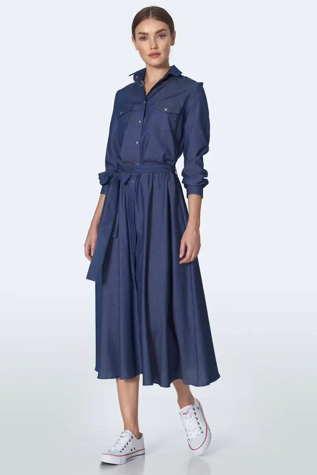 ⁨Denim midi dress - S159 (Color, jeans, Size S (36))⁩ at Wasserman.eu