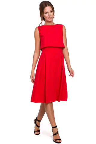 ⁨K005 Rozkloszowana sukienka ze skrzydełkami niami - czerwona (kolor czerwony, rozmiar S)⁩ w sklepie Wasserman.eu