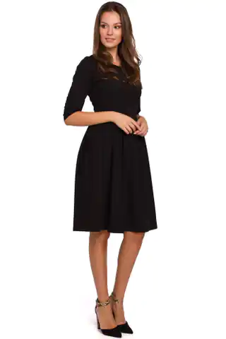 ⁨K010 Sukienka rozkloszowana - czarna (kolor czarny, rozmiar XXL)⁩ w sklepie Wasserman.eu