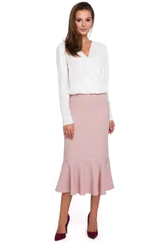 ⁨K025 Skirt with frill at the bottom - dirty pink (Colour dirty pink, Size L (40))⁩ at Wasserman.eu