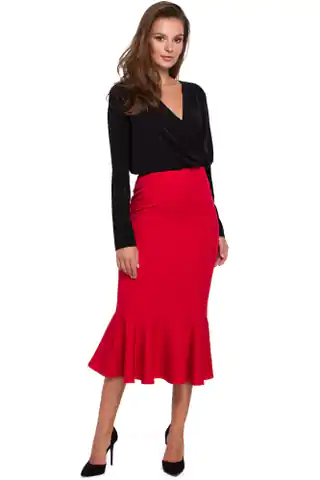 ⁨K025 Skirt with frill at the bottom - red (Red, Size L (40))⁩ at Wasserman.eu