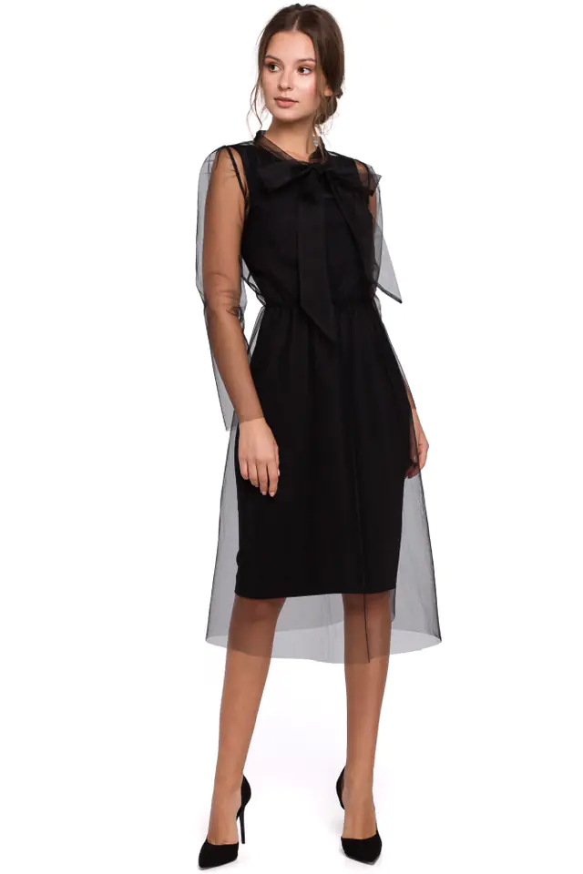 ⁨K039 Tulle dress with tie at the neck - black (Color: black, Size XL (42))⁩ at Wasserman.eu