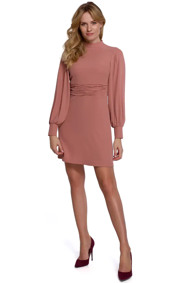 ⁨K078 Dress with ruffled belt - rose (Pink, size S (36))⁩ at Wasserman.eu