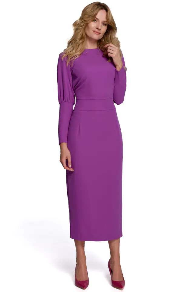 ⁨K079 Midi dress with high cuffs - lavender (Color: purple, Size XL (42))⁩ at Wasserman.eu