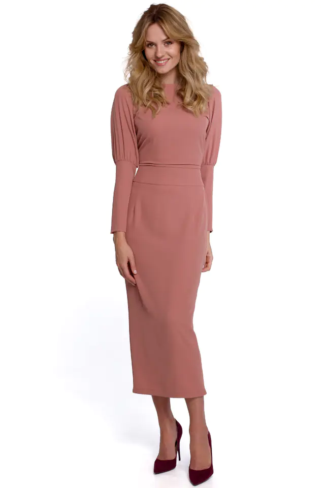 ⁨K079 Midi dress with high cuffs - rose (Pink, size M (38))⁩ at Wasserman.eu