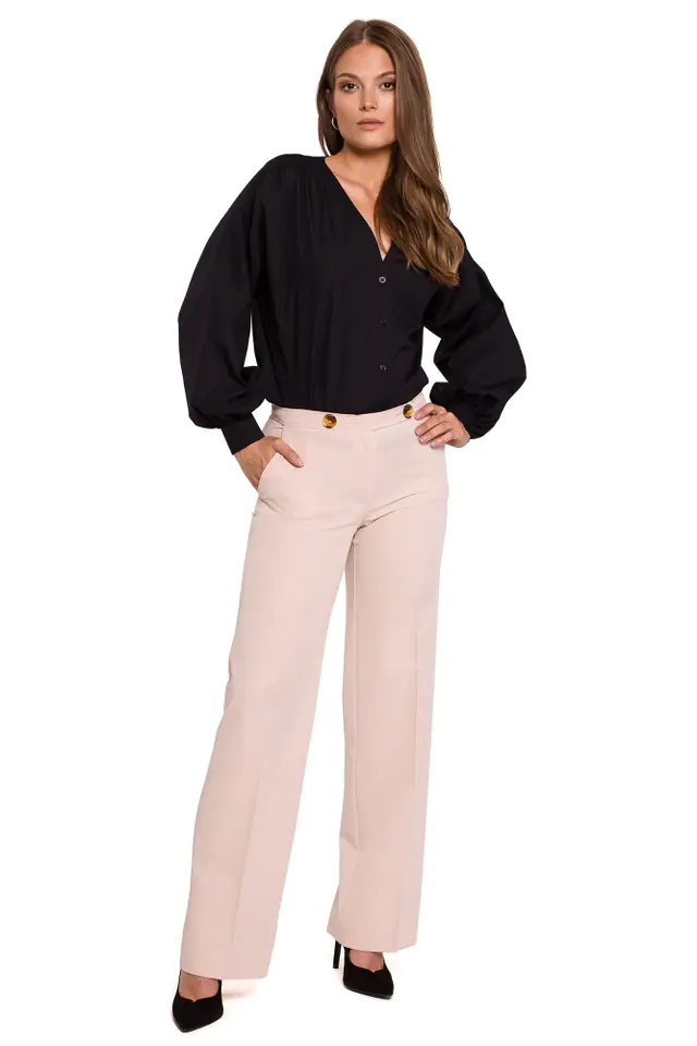 ⁨K114 Trousers with straight legs - beige (Beige, size L (40))⁩ at Wasserman.eu