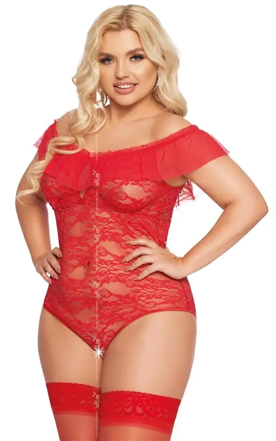 ⁨Kamila czerwony plus size body 1899 (kolor czerwony, rozmiar 2xl)⁩ w sklepie Wasserman.eu