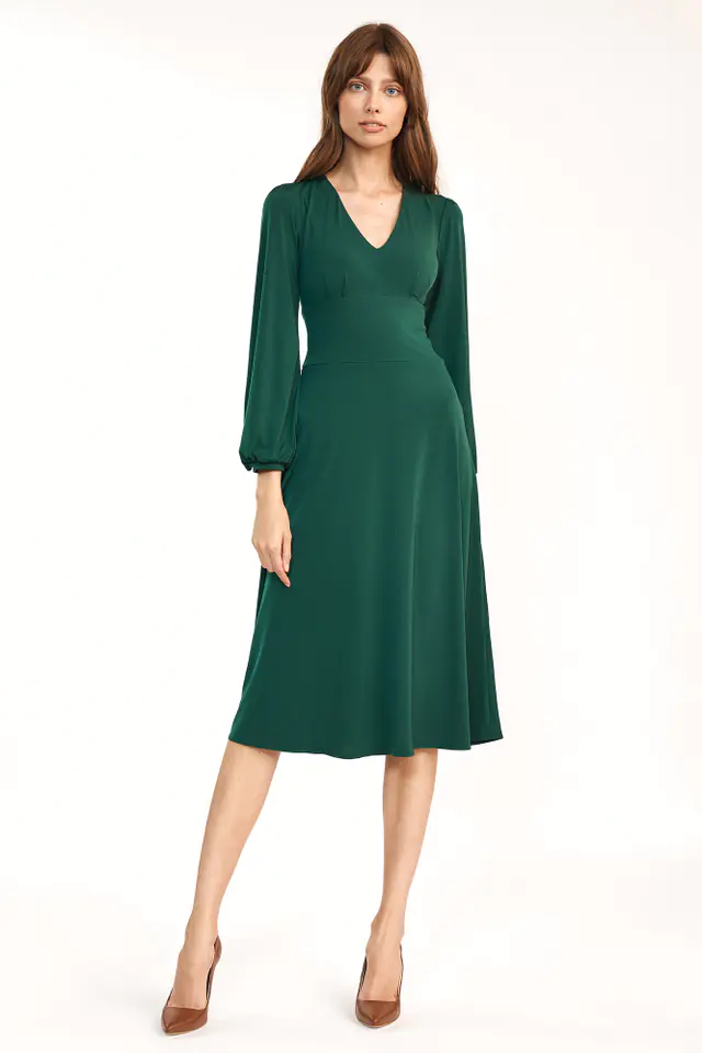⁨Classic green midi dress - S194 (Green, Size S (36))⁩ at Wasserman.eu