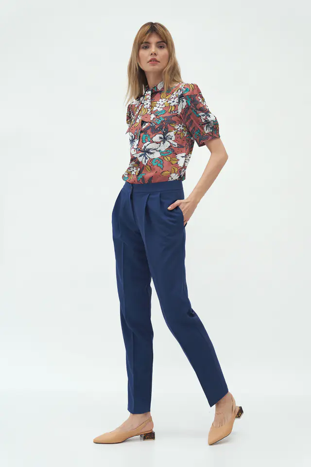 ⁨Cobalt pants with overlap - SD59 (Navy blue, size S (36))⁩ at Wasserman.eu