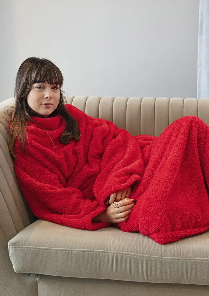 ⁨Blanket with sleeves (Red, One size one)⁩ at Wasserman.eu