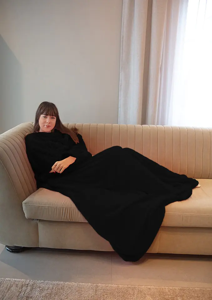 ⁨Blanket with sleeves (Black, One size for one purpose)⁩ at Wasserman.eu