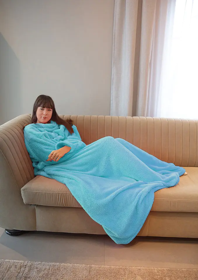 ⁨Blanket with sleeves (Turquoise, one size one-size)⁩ at Wasserman.eu