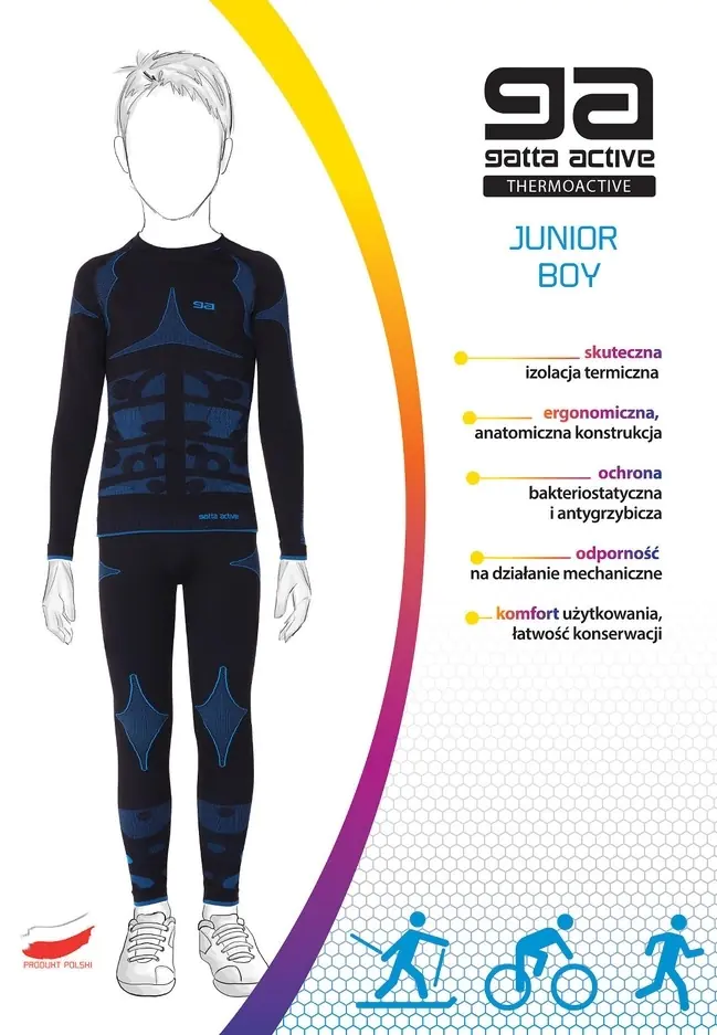 ⁨KOMPLET GATTA THERMO JUNIOR BOY (kolor czarny - niebieski, rozmiar 110-116)⁩ w sklepie Wasserman.eu