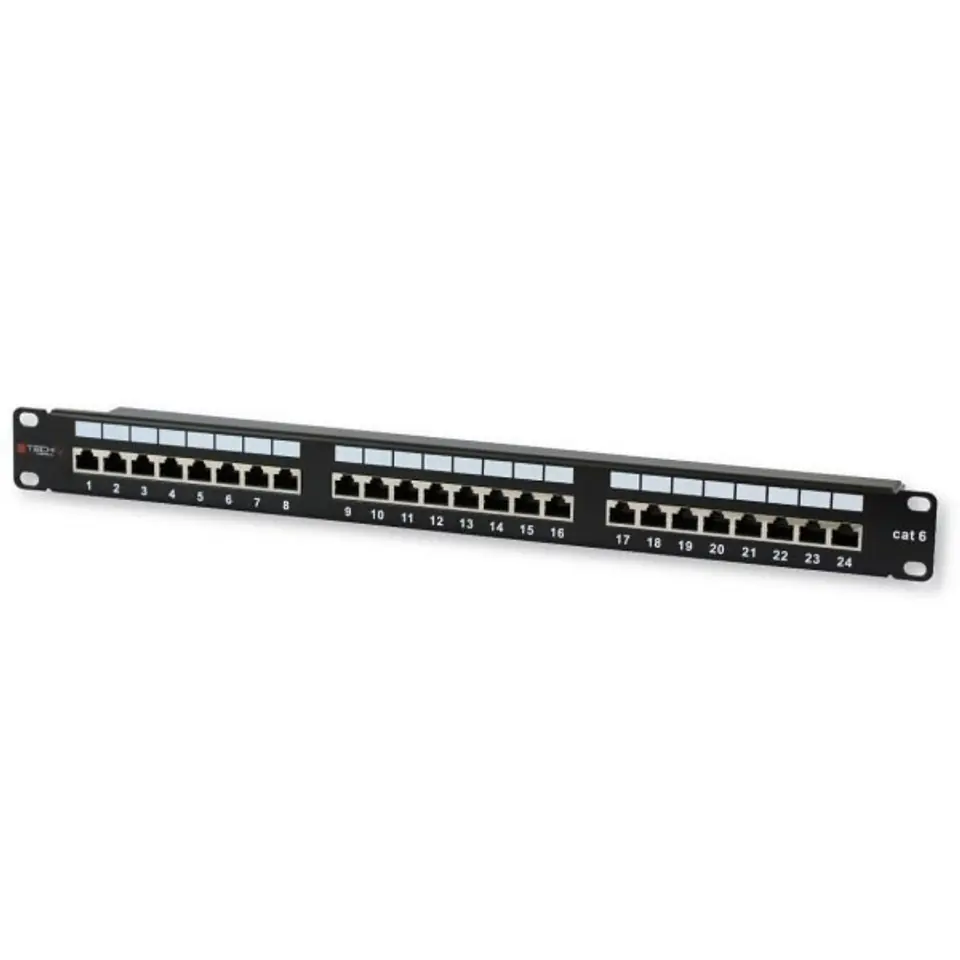 Patch panel 1U STP 24xR J45 Cat.6, black with tray at Wasserman.eu