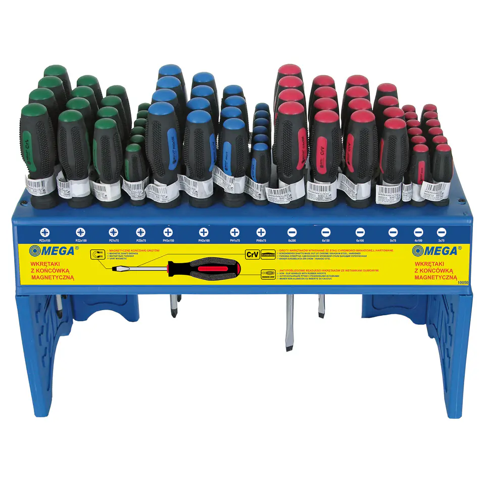 ⁨10050 Display screwdrivers 126 elements (PŁ+PH+PZ), hedgehogs CV, Mega⁩ at Wasserman.eu