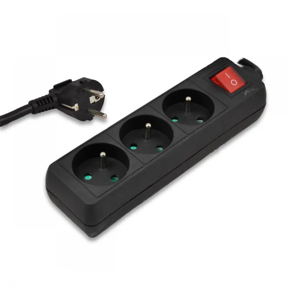 ⁨URZ3197-1,5 Extension cable black Kemot 3 sockets 1,5m with switch⁩ at Wasserman.eu
