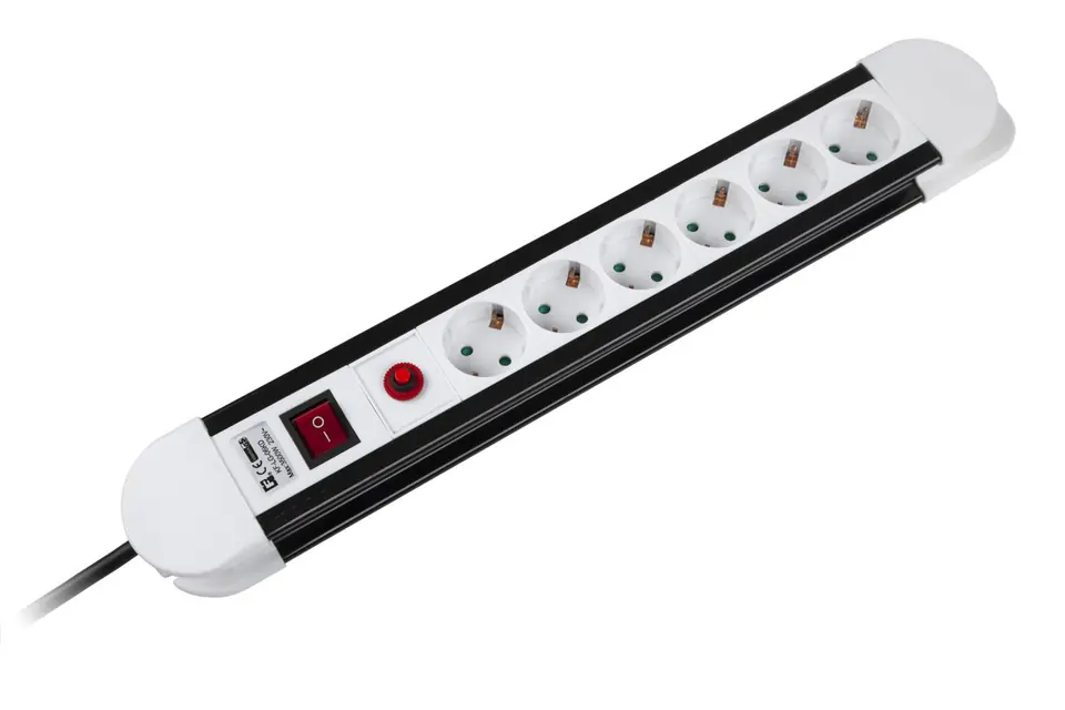 ⁨URZ3069-5B Power strip 6 outlets German type, cable 5m (3x1,5mm)⁩ at Wasserman.eu