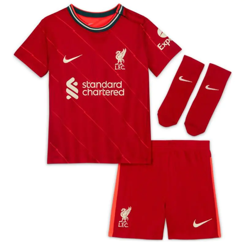 ⁨Komplet Nike Liverpool FC Soccer Kit Jr DB2548 (kolor Czerwony, rozmiar 75-80 cm)⁩ w sklepie Wasserman.eu