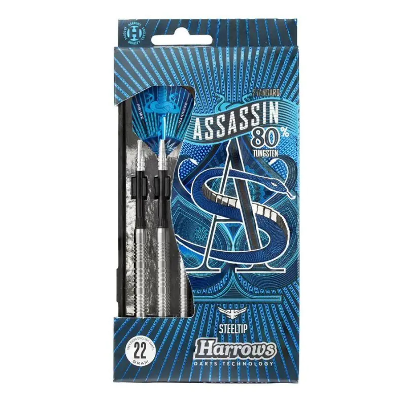 ⁨Rzutki Harrows Assassin 80% Steeltip (kolor Niebieski. Szary/Srebrny)⁩ w sklepie Wasserman.eu