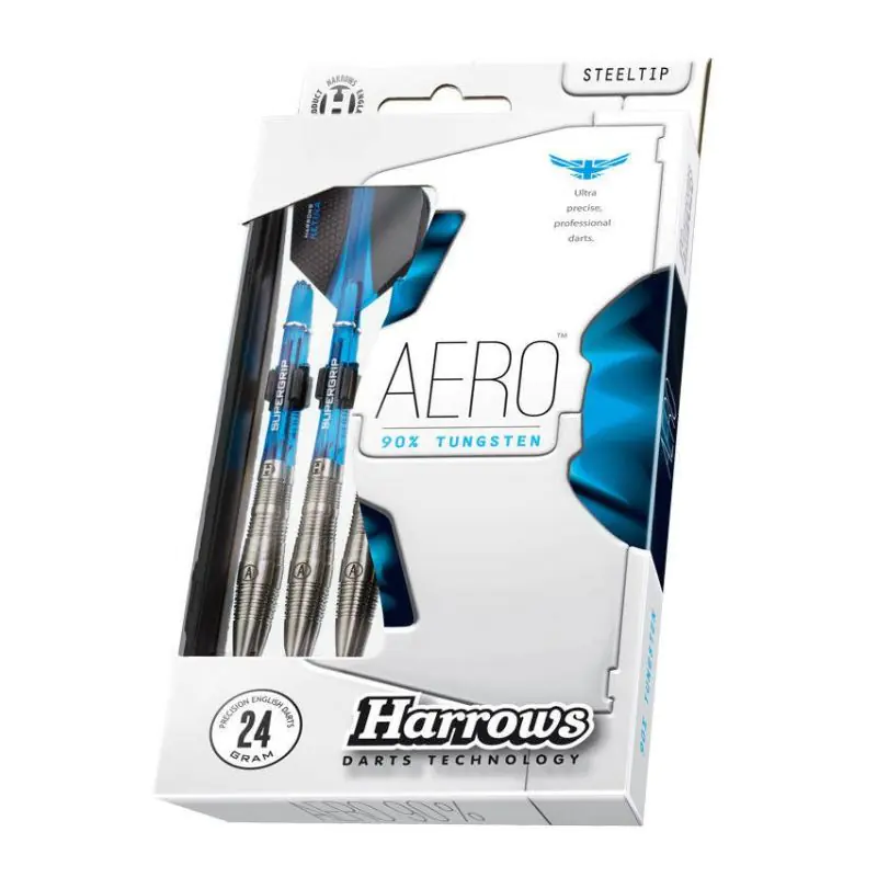 ⁨Rzutki Harrows Aero 90% Steeltip (kolor Czarny. Niebieski)⁩ w sklepie Wasserman.eu