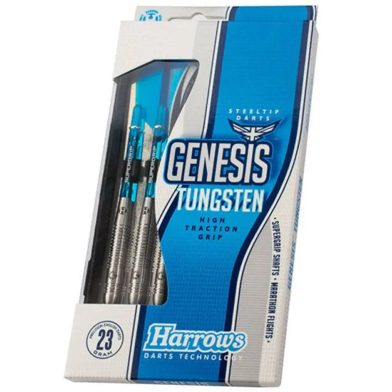 ⁨Rzutki Harrows Genesis Tungsten Steeltip (kolor Niebieski. Szary/Srebrny)⁩ w sklepie Wasserman.eu