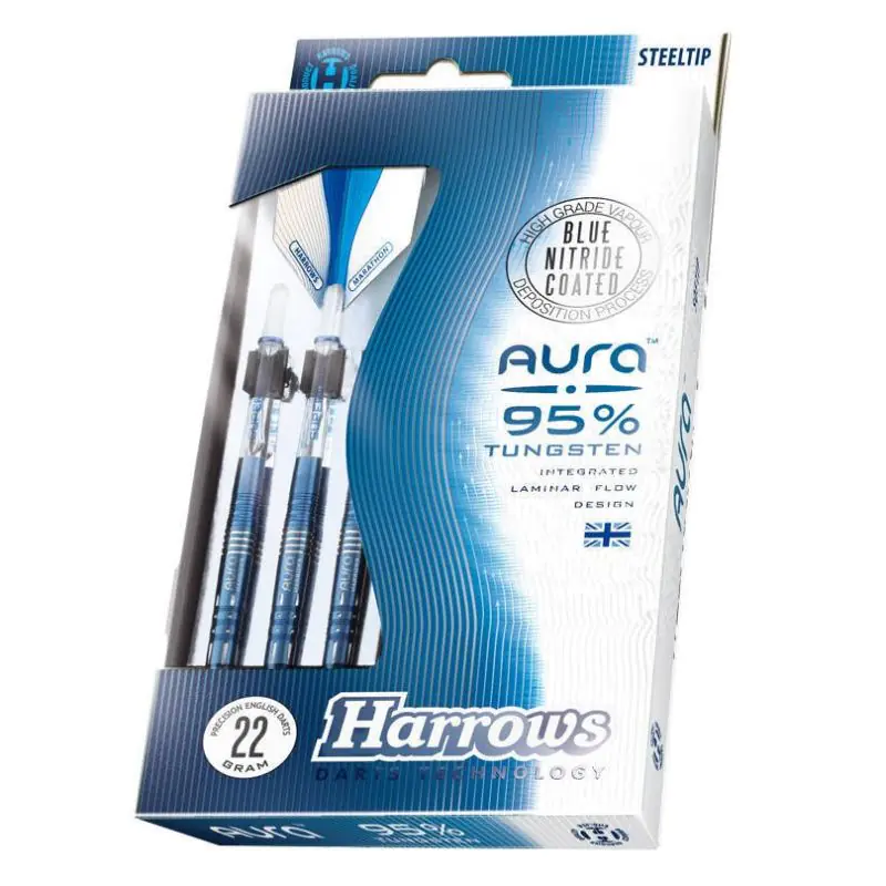 ⁨Rzutki Harrows Aura 95% Steeltip (kolor Niebieski. Szary/Srebrny)⁩ w sklepie Wasserman.eu