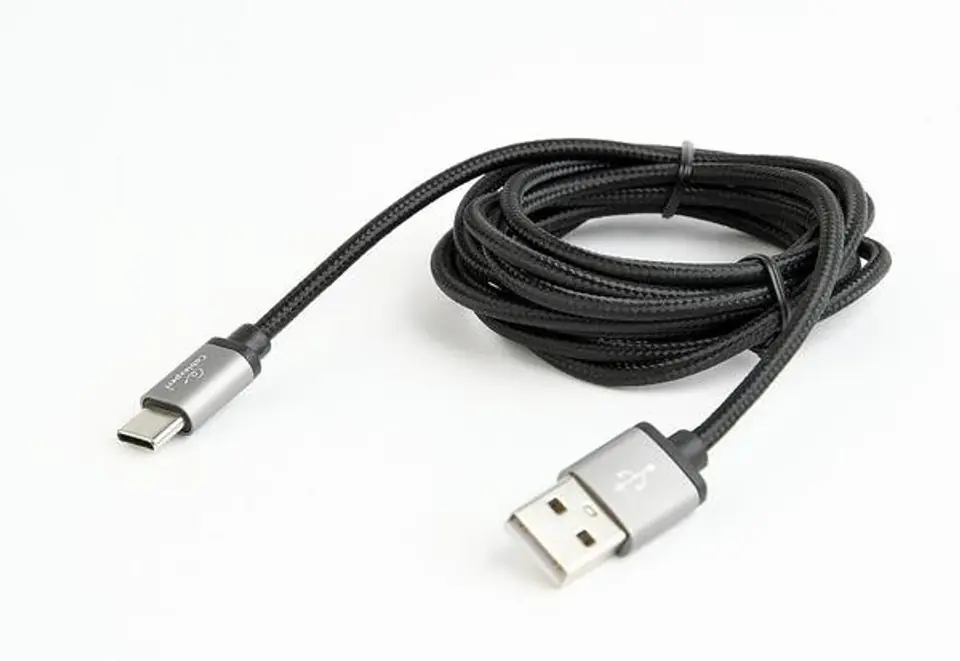 ⁨Cotton braided USB Type C cable/1.8m/black⁩ at Wasserman.eu