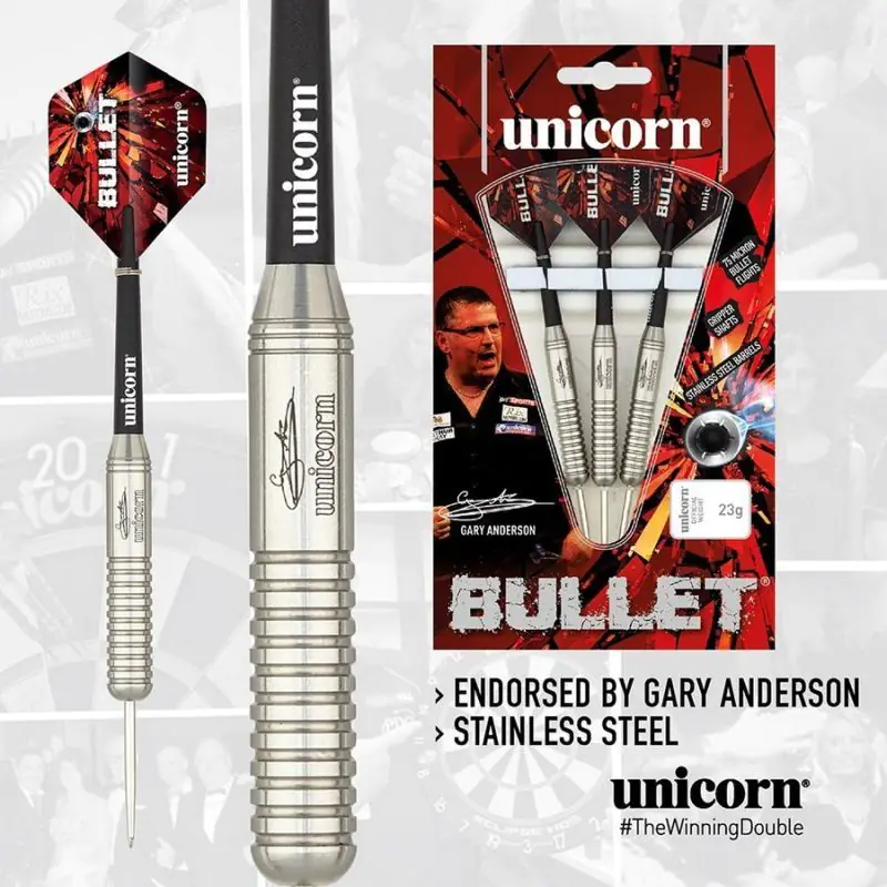 ⁨Rzutki steel tip Unicorn Bullet Stainless Steel - Gary Anderson (kolor Czarny. Czerwony)⁩ w sklepie Wasserman.eu