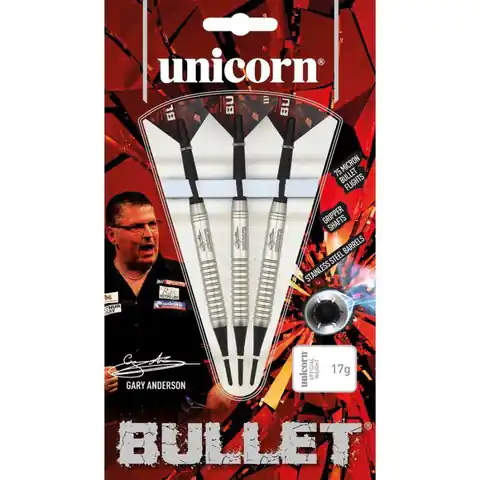 ⁨Rzutki soft tip Unicorn Bullet Stainless Steel - Gary Anderson (kolor Czarny. Czerwony)⁩ w sklepie Wasserman.eu