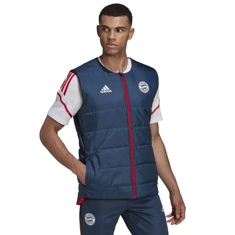 ⁨Kamizelka adidas Bayern Pad Vest M (kolor Czerwony. Granatowy, rozmiar L)⁩ w sklepie Wasserman.eu