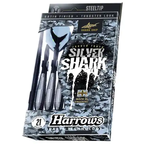 ⁨Rzutki Harrows Silver Shark Steeltip (kolor Szary/Srebrny)⁩ w sklepie Wasserman.eu