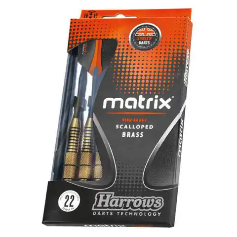 ⁨Rzutki Harrows Matrix Steeltip (kolor Czarny. Złoty. Pomarańczowy)⁩ w sklepie Wasserman.eu