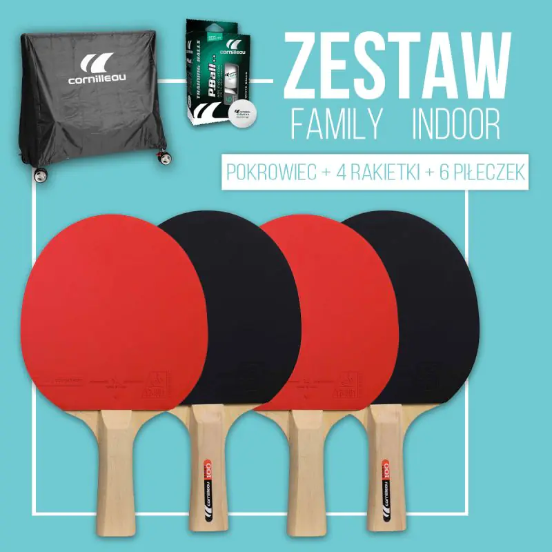 ⁨CORNILLEAU ZESTAW FAMILY PACK INDOOR (kolor Czarny)⁩ w sklepie Wasserman.eu